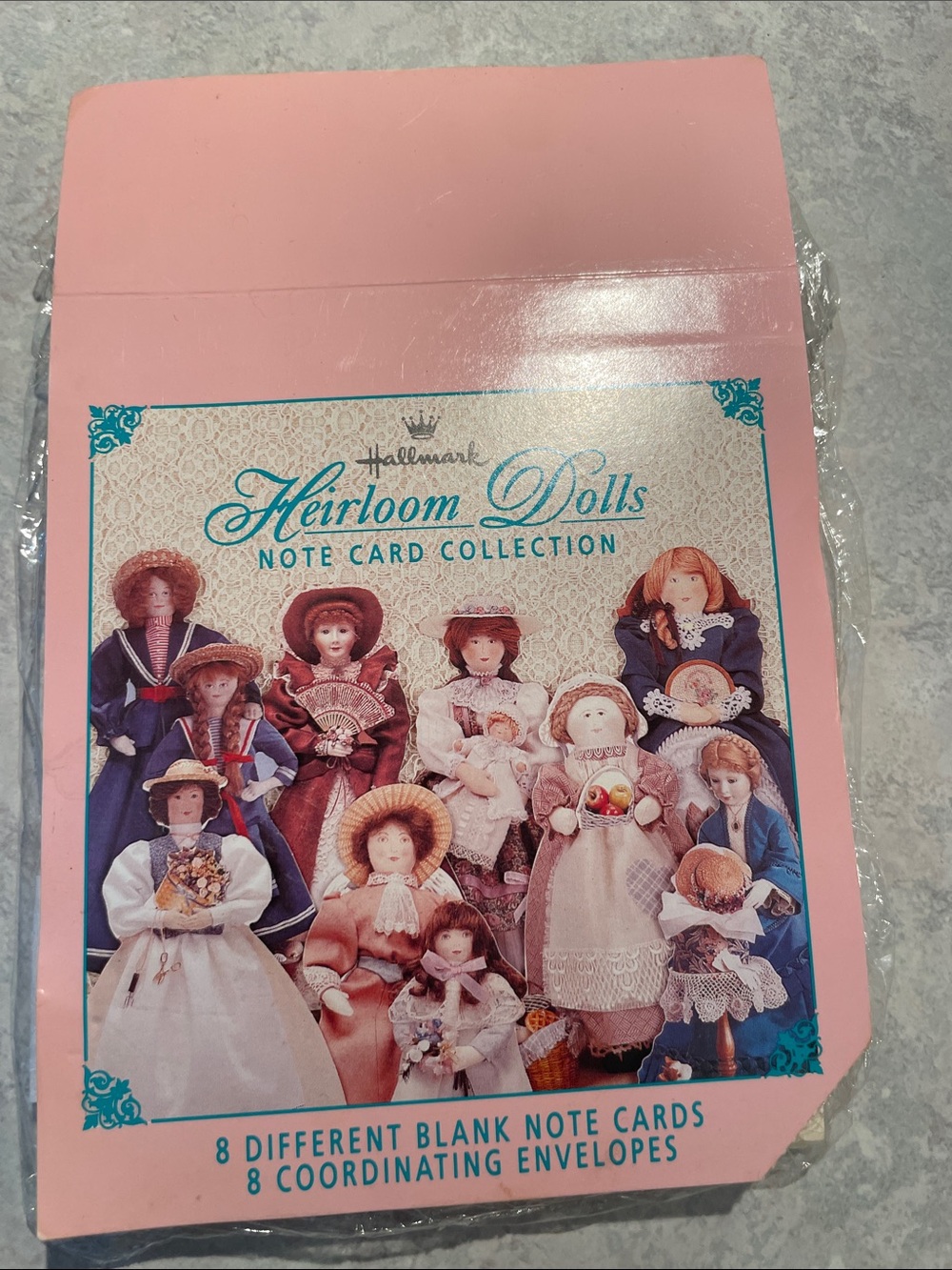 Vintage Hallmark Heirloom Dolls Pink Note Card Collection